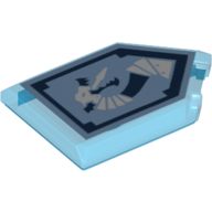 Fliese speziell 2 × 3 fünfeckig mit Nexo Power Schild (bedruckt) - Iron Dragon in Transparent-Dunkelblau