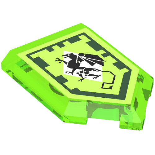 Tile Special 2 × 3 Pentagonal with Nexo Power Shield Print - Mechanical Griffin Trans-Bright Green