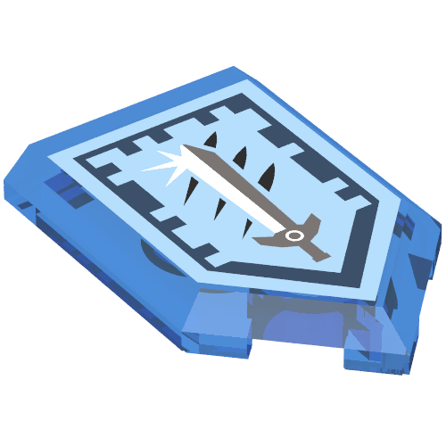Tile Special 2 × 3 Pentagonal with Nexo Power Shield Print - Titanium Sword Transparent-Dunkelblau