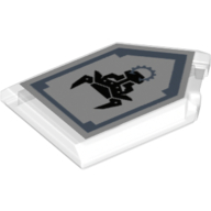 Fliese speziell 2 × 3 fünfeckig mit Nexo-Power-Schild-Aufdruck - Metall-Minotaurus in Transparent