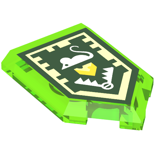 Tile Special 2 × 3 Pentagonal with Nexo Power Shield Print - Mouse trap Trans-Bright Green