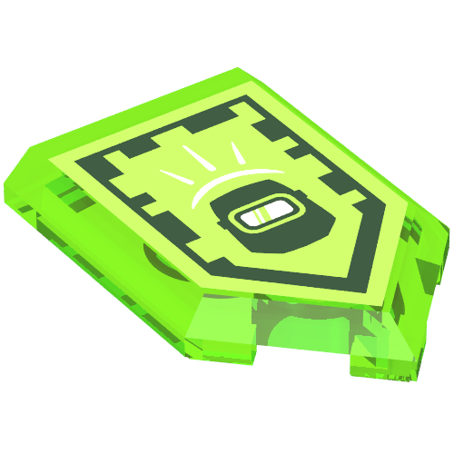 Tile Special 2 × 3 Pentagonal with Nexo Power Shield Print - Blast Mask Trans-Bright Green