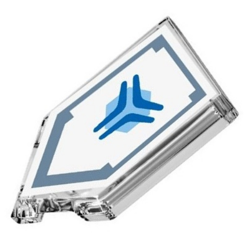 Tile Special 2 × 3 Pentagonal with Nexo Power Shield Print - Boomerang Trans-Clear