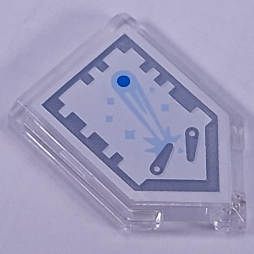 Tile Special 2 × 3 Pentagonal with Nexo Power Shield Print - Pinball Magician Trans-Clear