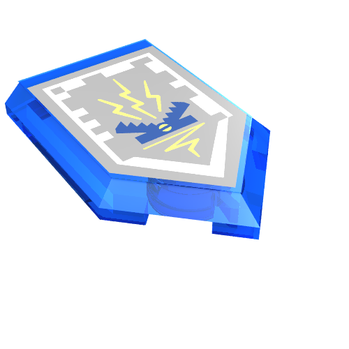 Tile Special 2 × 3 Pentagonal with Nexo Power Shield Print - Zap Zap Trans-Dark Blue
