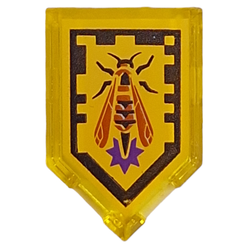 Tile Special 2 × 3 Pentagonal with Nexo Power Shield Print - Wasp Missile Trans-Yellow