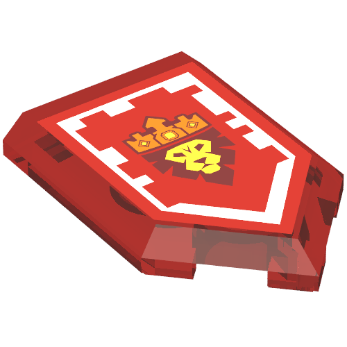 Tile Special 2 × 3 Pentagonal with Nexo Power Shield Print - Glory of Knighton Trans-Red