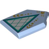 Tile Special 2 × 3 Pentagonal with Triangle Window, Gold Decorations Leuchtendes Hellblau