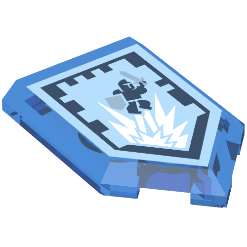Tile Special 2 × 3 Pentagonal with Nexo Power Shield Print - Jumperman Transparent-Dunkelblau
