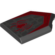 Tile Special 2 × 3 Pentagonal with Red Spider and Webbing Print Schwarz