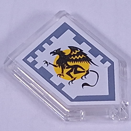 Tile Special 2 × 3 Pentagonal with Nexo Power Shield Print - Griffon of Graciousness Trans-Clear