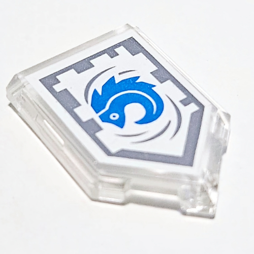 Tile Special 2 × 3 Pentagonal with Nexo Power Shield Print - Rolling Hedgehog Trans-Clear