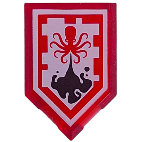 Tile Special 2 × 3 Pentagonal with Nexo Power Shield Print - Dark Drop Trans-Red