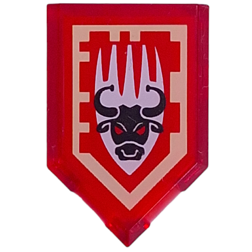 Tile Special 2 × 3 Pentagonal with Nexo Power Shield Print - Bull Race Trans-Red