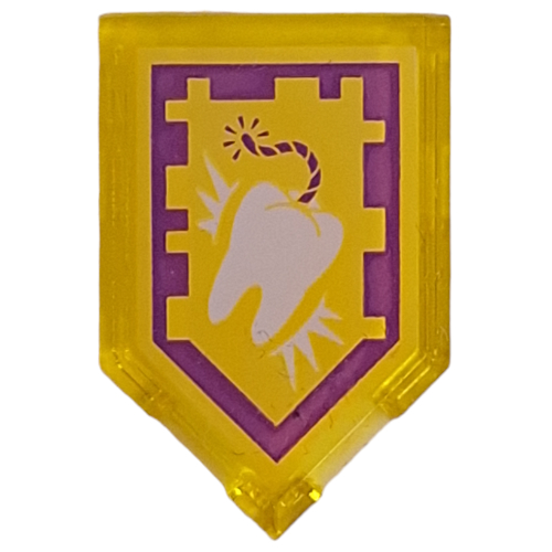 Tile Special 2 × 3 Pentagonal with Nexo Power Shield Print - Tooth Buster Trans-Yellow