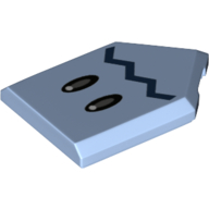 Tile Special 2 × 3 Pentagonal with Black Eyes, Dark Blue Mouth/Zigzag Line print Leuchtendes Hellblau