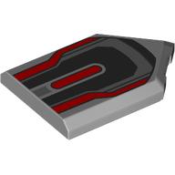 Tile Special 2 × 3 Pentagonal with Dark Bluish Grey/Red Armour print Hellblaugrau