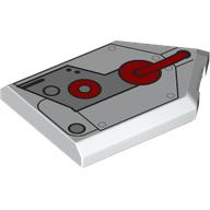 Tile Special 2 × 3 Pentagonal with Light Bluish Grey Armor, Red Circles, Hose print Weiß