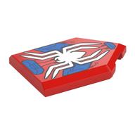 Tile Special 2 × 3 Pentagonal with White Spider on Blue/Back Background print Red