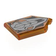 Tile Special 2 × 3 Pentagonal with Silver Skull, Flames print Transparent-Orange