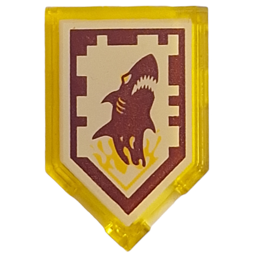 Tile Special 2 × 3 Pentagonal with Nexo Power Shield Print - Shark Attack Trans-Yellow