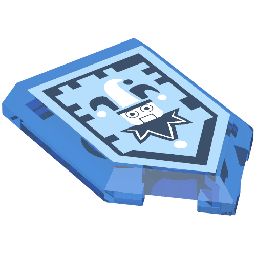 Tile Special 2 × 3 Pentagonal with Nexo Power Shield Print - Sir Tauntalot Transparent-Dunkelblau
