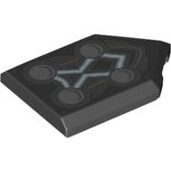 Tile Special 2 × 3 Pentagonal with 4 Circles and Blue Energy Lines Print Schwarz