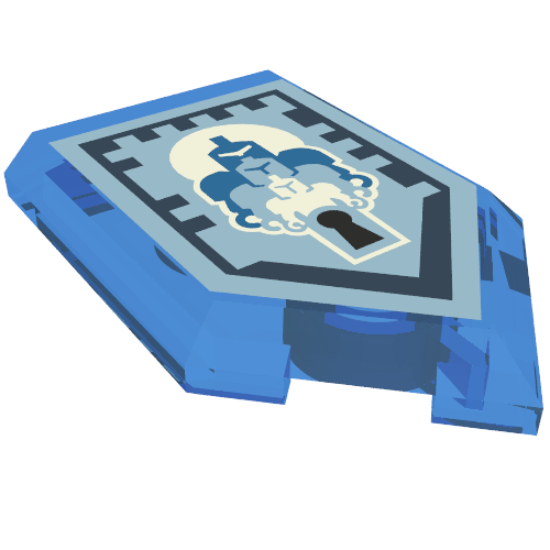 Tile Special 2 × 3 Pentagonal with Nexo Power Shield Print - Shrink Surprise Transparent-Dunkelblau