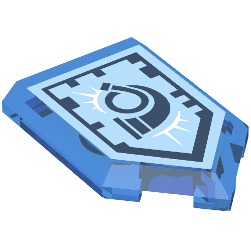 Tile Special 2 × 3 Pentagonal with Nexo Power Shield Print - Hornblower Trans-Dark Blue