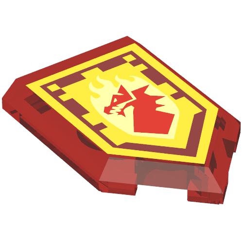 Tile Special 2 × 3 Pentagonal with Nexo Power Shield Print - Rushing Strike Trans-Red