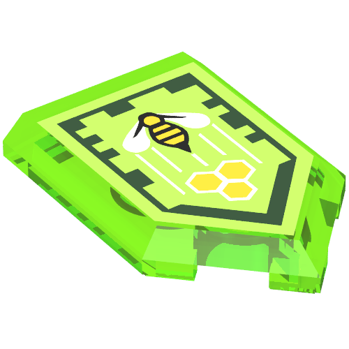 Tile Special 2 × 3 Pentagonal with Nexo Power Shield Print - Honey Bees Trans-Bright Green