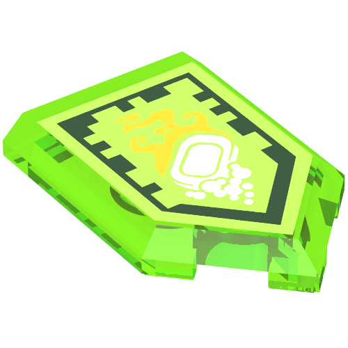Tile Special 2 × 3 Pentagonal with Nexo Power Shield Print - Out of Soap Trans-Bright Green