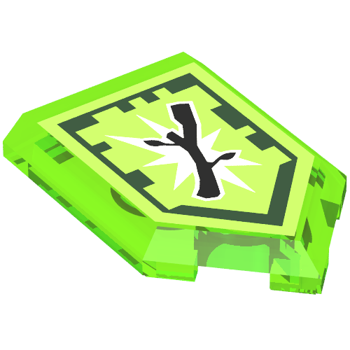 Tile Special 2 × 3 Pentagonal with Nexo Power Shield Print - Boom Stick Trans-Bright Green
