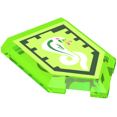 Tile Special 2 × 3 Pentagonal with Nexo Power Shield Print - Snake Den Trans-Bright Green
