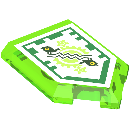 Tile Special 2 × 3 Pentagonal with Nexo Power Shield Print - Time Breach Trans-Bright Green