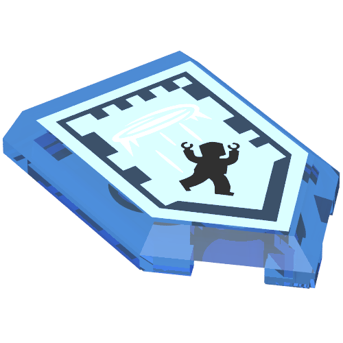 Tile Special 2 × 3 Pentagonal with Nexo Power Shield Print - Air Portal Trans-Dark Blue
