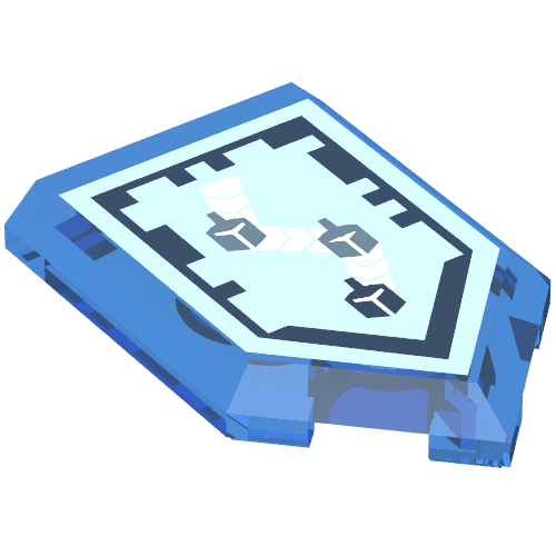Tile Special 2 × 3 Pentagonal with Nexo Power Shield Print - Beam Jump Trans-Dark Blue