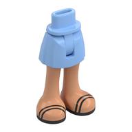 Minidoll Hips and Short Skirt with Nougat Legs, Dark Blue Sandals print Leuchtendes Hellblau