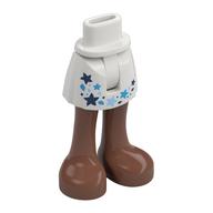 Minidoll Hips and Short Skirt with Medium Brown Legs, Dark Blue/Dark Azure/Bright Light Blue Stars print White