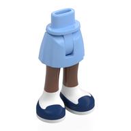 Minidoll Hips and Short Skirt with Medium Brown Legs, Dark Blue Shoes, White Socks print Leuchtendes Hellblau
