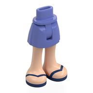 Minidoll Hips and Short Skirt with Light Nougat Legs, Dark Blue Sandals print Blauviolett