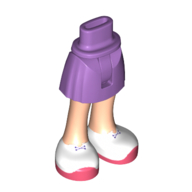 Minidoll Hips and Short Skirt with White Shoes, Coral Soles print [Thin Hinge] Medium Lavender