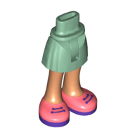 Minidoll Hips and Short Skirt with Coral Shoes, Dark Purple Laces and Soles, Nougat Legs print [Thin Hinge] Sand Green