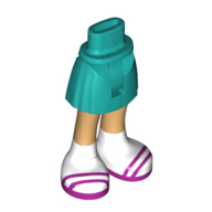 Minidoll Hips and Short Skirt with Warm Tan Legs, White Socks, Magenta Sandals print Dunkeltürkis