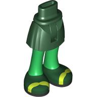 Minidoll Hips and Short Skirt with Green Legs, Dark Green Shoes, Black Soles, Lime Straps print Dark Green