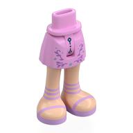 Minidoll Hips and Short Skirt with Light Nougat Legs, Lavender Sandals print Bright Pink