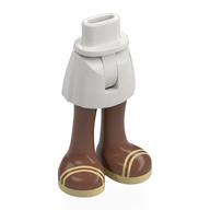 Minidoll Hips and Short Skirt with Medium Brown Legs, Tan Sandals print White