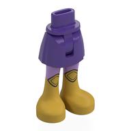 Minidoll Hips and Short Skirt with Lavender Legs, Gold Boots print Dark Purple