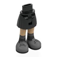 Minidoll Hips and Short Skirt with Warm Tan Legs, Dark Bluish Grey Shoes, Black Socks, Laces print Schwarz