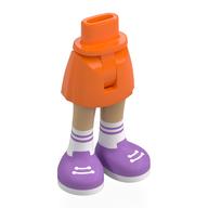 Minidoll Hips and Short Skirt with Warm Tan Legs, White Socks, Laces, Lavender Shoes print Orange